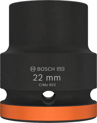 Kunci sok impak Bosch PRO 3/4 inci 22 mm dengan cincin oranye.